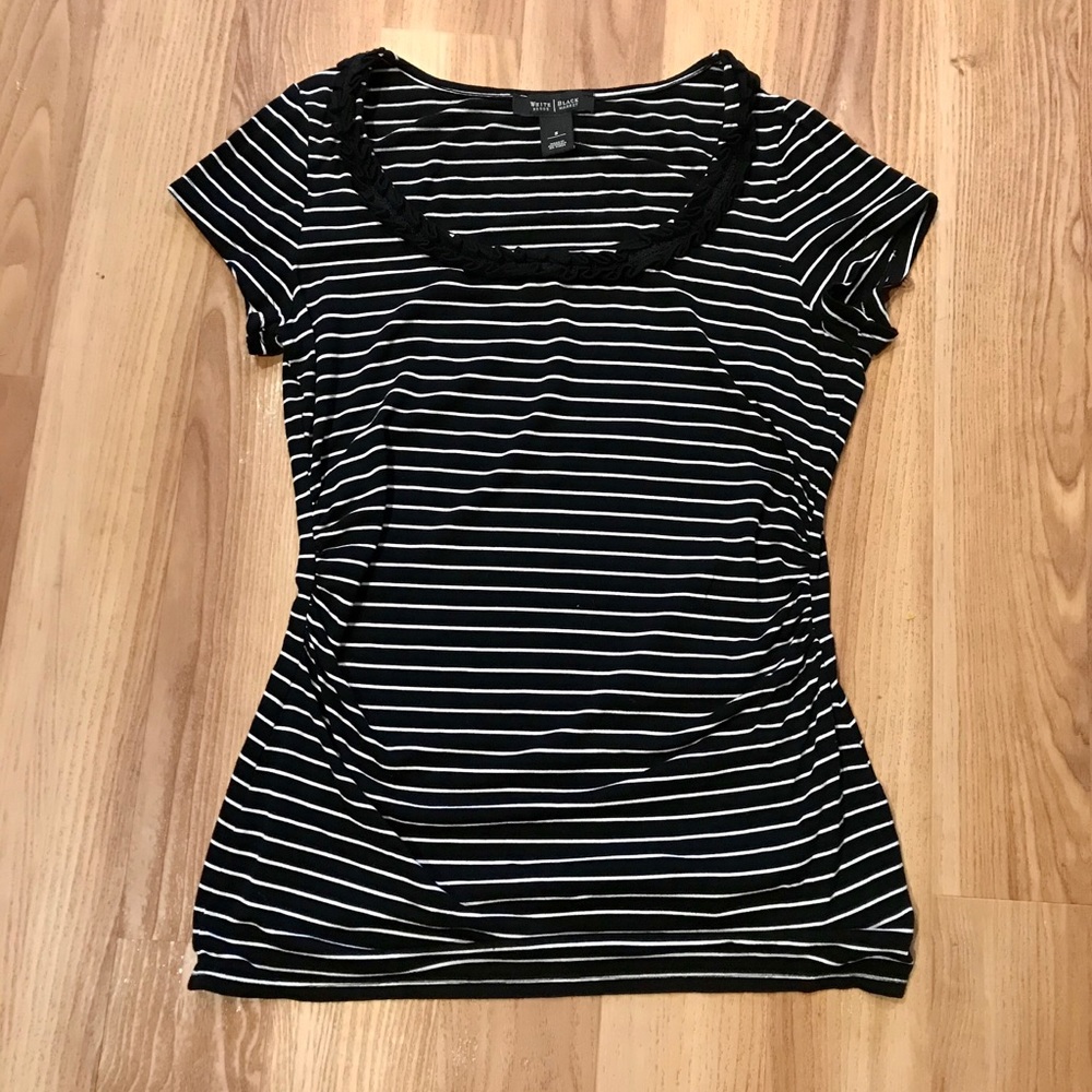 White House Black Market Cap Sleeve Ruched Blouse.
